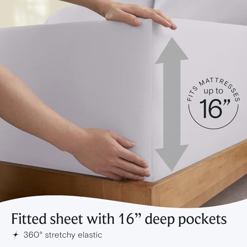 Image of LuxClub 5 PC Sheet Set Bed Sheets Deep Pockets 16 inch Eco Friendly Wrinkle Free Cooling Machine Washable Hotel Bedding Silky Soft - Dove Gray Split King