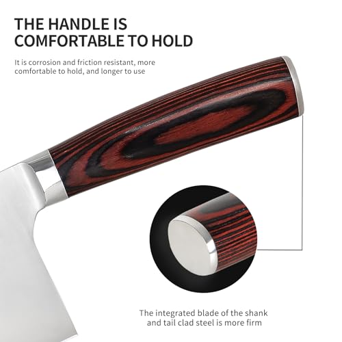 KANKIKUSUI All-purpose Chinese Kitchen Knife 7 inches, One Chinese Kitchen Knife Meets the Needs of the Entire Kitchen, Ultra Sharp, High Carbon Stainless Steel, Colored Wood Ergonomic Handle — view 5