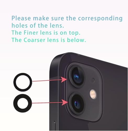 Image of 2 Packs Rear Camera Lens Glass Replacement for iPhone 12 Camera Glass Lens Replacement with Pre-Installed Adhesive and Repair Tools