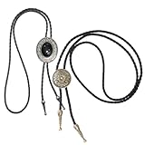 DVDKOLA Bolo Tie Handmade Vintage Bolo Ties for Men Western Cowboy Leather Necktie Bolo Tie Rodeo Accessories for Men Women 2Pcs