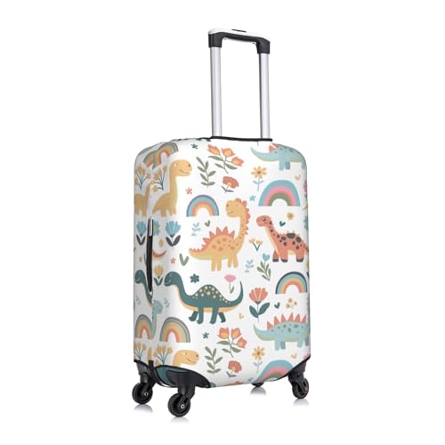 Elastic Travel Luggage Cover Printed Dinosaurs Flowers Double-Sided Suitcase Protector Bag,Dust-Proof Anti-Scratch Washable Baggage Covers For Kid Adult,Large3