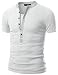 Doublju Mens Henley T-shirts with Short Sleeve WHITE (US-M)