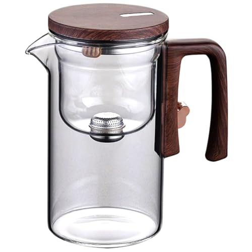 Xweptuy Magnetic Teapot with Handle & Spout 520ml Glass Teapot with Infuser for Loose Tea Heat Resistant Detachable Washable with Lid for Home, Office, Teahouse