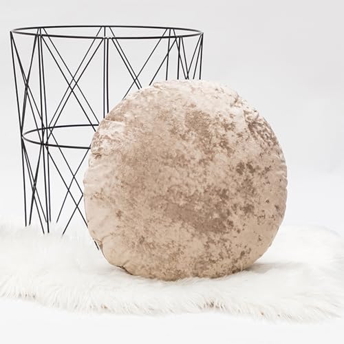 Round Throw Pillow Cover for Bed/Couch/Bedroom 18in Decorative Pillow Case Decorative Velvet Throw Pillows Cover Cushion Covers Invisible Zipper Pillowcase Protector Cases(Khaki)