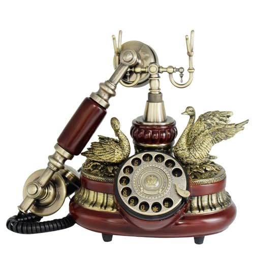Tikwisdom Gorgeous Vintage Telefon Wählscheibe Telefon antike europäischen Stil Massivholz und Versus Harz Telefon Festnetz