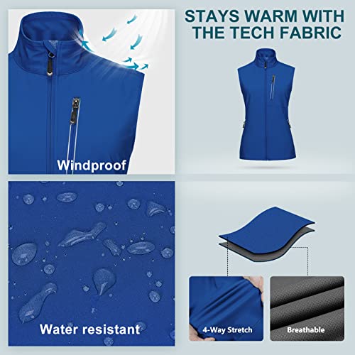 33,000ft Damen Leichte Laufweste Outdoor Softshell Weste Frau Ärmellose Jacke Winddichte Wasserdichte Atmungsaktive Vest Gilet für Laufen Golf Wandern Hellblau M