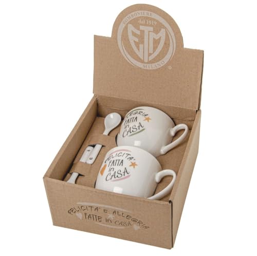 Generico Fantasie Set Regalo da 2 Tazze Cappuccino in Scatola Regalo BOMBONIERA