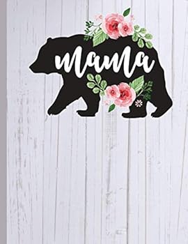 Paperback Mama: Bear Notebook Blank Mom Journal Diary Rustic White Wood Watercolor Flowers Book