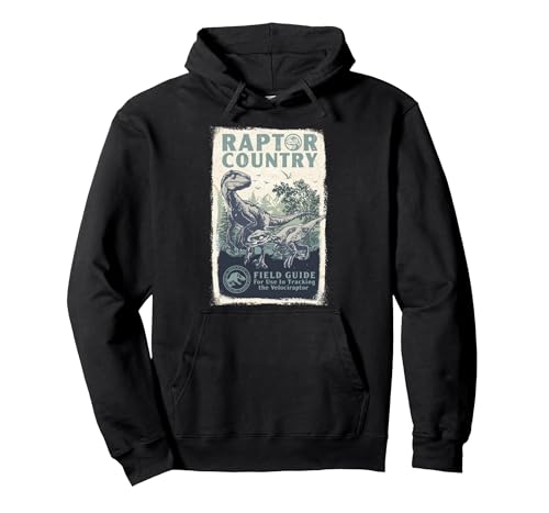 Velociraptor Jurassic World Dominion sweat capuche homme pull noir motif graphique dinosaure