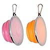 SLSON 2 Stück Hundenäpfe Faltbare Reiseschale, auslaufsichere Hundenapf mit Deckel und Haken Tragbare Silikon Trinkschale für Katzen,Hunde Wanderungen and Camping (350ML, Orange und Pink)