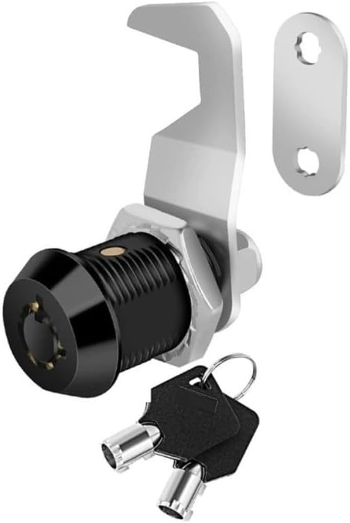 Black Zinc Alloy Tubular Cam Lock with Keys, Weather-Resistant Cabinet Drawer Lock Toolbox RV Trailer Storage, Keyed Alike Security Latch(16mm)