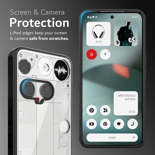 Image of TUDIA [LUCION Clear Fit Designed for Nothing Phone 3 Back Cover (2025), Shockproof Matte TPU Bumper Anti-Yellowing Transparent Hard Back Slim Grip Protective Case - Black