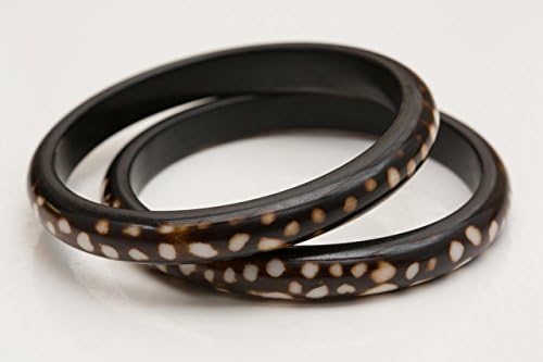 Bone Bangle Bracelet Set (x2) - Tribal Aboriginal Ethnic Boho Chic African Jewelry - Handmade in Ghana