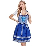 Kariertes Kleid Blau Rot Damen Bluse Weiß Mit Schürze Oktoberfest Deutschland Kleid Midi 100% Baumwolle zum Party Oktoberfest Dirndlbluse Kurzarm Spitzenkante Dress Dirndl Moser 2 Piece