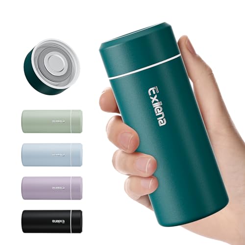 【Versión Mejorada】 Exllena Termo Pequeño 250ml – Botella Termica Pequeña con Diseño Compacto, Termo Cafe para Llevar, Ideal para Viaje, Oficina y Aire Libre(Azul Laguna)
