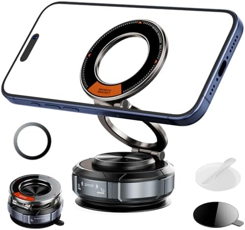 Magnetic Car Phone Holder, Heavy Duty Zinc Alloy 360 Rotation Mou...