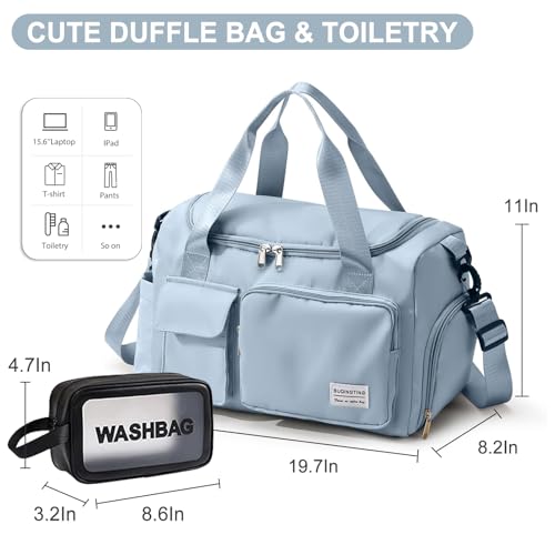 Image of Small Gym Bag for Women, Travel Duffle Bag Carry On Weekender Bag with Shoe Compartment
