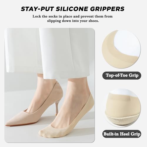 FooGuila No Show Socks Womens For Flats, Seamless Footies No See Invisible Low Cut Liner Socks, Non Slip Thin Ultra Hidden Boat For Loafers Sneakers Heels,Size 8-12 — view 3