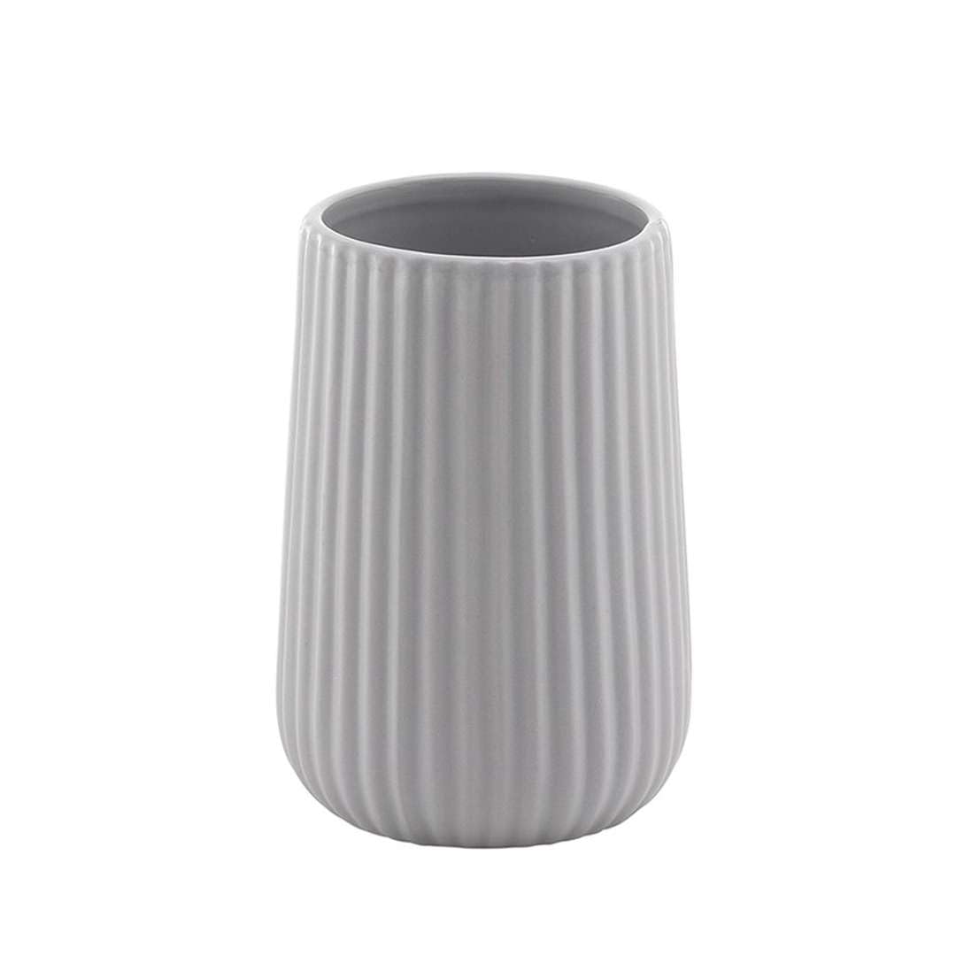 Gedy Marika Ceramic Toothbrush Mug, Grey, 8 x 8 x 11.6 cm