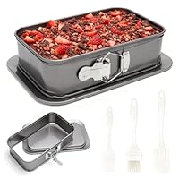 Backform Rechteckig 28x18cm mit Springform Eckig Set Antihaft Kuchenform mit Servierboden & 3 Silikon Teigschaber Rechteckige Backform für Blechkuchen & Käsekuchen Zuhause und als Geschenkset