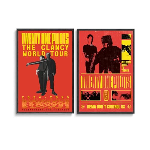 Duboueu Lot de 2 posters Twenty One Pilots Clancy Music Vintage Cover Poster pour chambre, art mural esthétique en toile, décoration de chambre à coucher,...