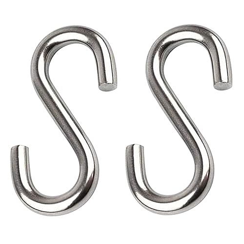 FDKJEJC 2 Pack 3.3-Inch Heavy Duty S Hooks, 304 Stainless Steel Swing Hammock Hooks, Maximum Load...