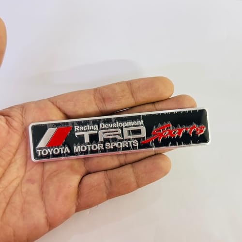 Image of Emblems for Car & Bike Metal Lo.go and Grill Me.tal Lo.go, Auto Accessories for Car Emblem 3D Badge Auto Racing Sport Sticker Grand Tourer Decal. (Black TRD Sports Slim Sticker)