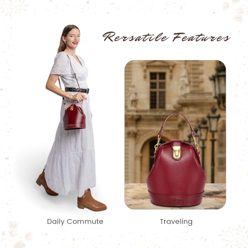 Image of OLD TREND Doctor Bucket Crossbody Handbag | Luxurious and Versatile Bag for Women | Genuine Cowhide Leather