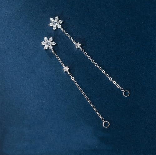 SLUYNZ Sterling Silver CZ Flower Dangle Earrings Chain for Women Teen Girls Flower Drop Earrings Studs4