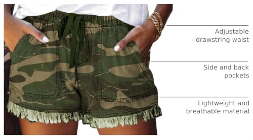 Image of YOCUR Womens Lightweight Shorts Casual Baggy Trendy Hot Pants Elastic Waist Drawstring Comfy Shorts