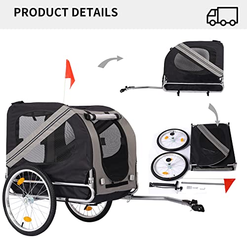 Amzoss 1637599509-65288956 Folding Dog Bike Trailer, Heavy Duty Pet Cart Bicycle Wagon Cargo Carrier Attachment thumb #6