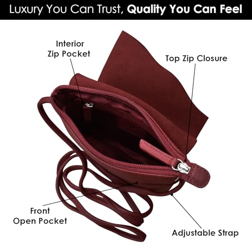 Image of ili New York Leather Mini Sac Crossbody - Genuine Leather Crossbody Bags for Women with RFID Blocking, Adjustable Strap