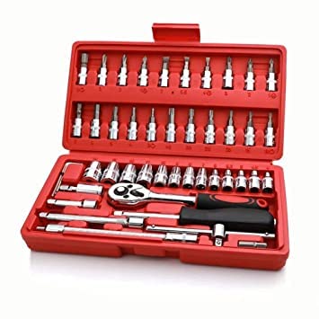 SIDDHI VINAYAK Creation 46 Pcs Spanner Socket Set Wrench Set Kit Car Repair Tools Combination Hand Tool Set (Pack of 1) Multicolor