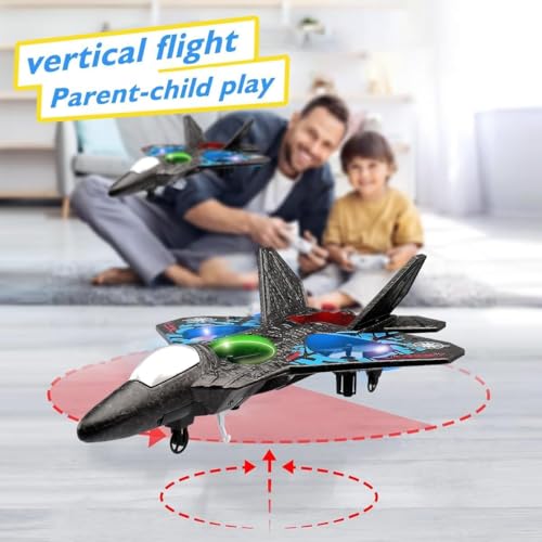 HOUMT RC Plane Helicopter, RTF 2.4GHz 6-axis Gyro Quadcopter RC Plane Fighter jet, Stunt Airplane Jet Fighter with 3D Flip, Gravity Sensing, Spray Stunts Easy to Fly Aircraft Toy for Adult Kids