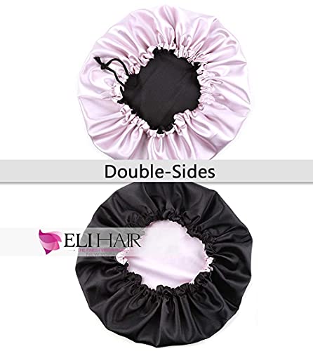 Image of Stain Bonnet Silk Sleep Cap Adjustable Satin Cap for Night Sleeping Hair Bonnet Reversible Double Layer