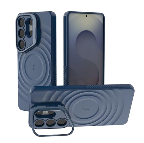 Image of LuxuryKase Shockproof Case for Samsung Galaxy S26 Ultra | Ripple Pattern | Camera Protection | Inner Velvet Fabric Lining | Protective Cover with Enhanced Grip & Wireless Charging Support - Blue