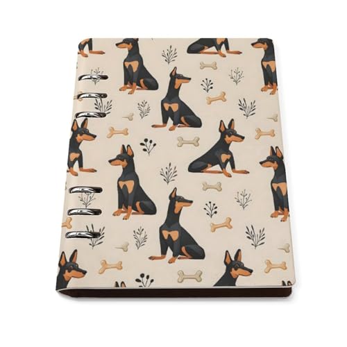 Carnet A5 rechargeable en cuir rigide texturé avec impression Rottweiler pour l'écriture