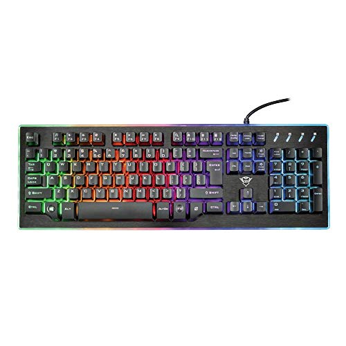 Trust GXT 860 Thura Tastiera Gaming Semi-meccanica LED, Piastra Superiore in Metallo, Nero [Italia]
