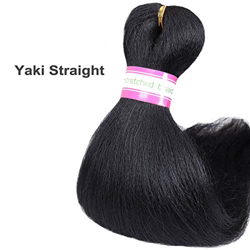 Pre-Stretched Braiding Hair Extensions Black-12 Inch 8 Packs Synthetic Braiding Hair Crochet Braids, Natural Easy Braid Crochet Hair, Hot Water Setting Professional Soft Yaki Straight Texture (#1B) #TOP6