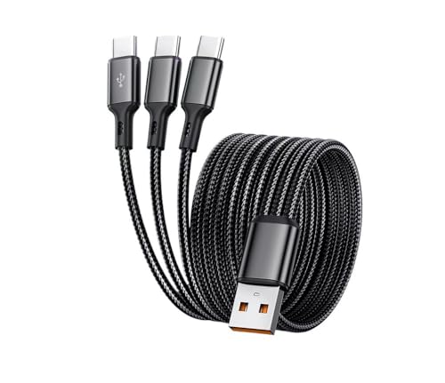 100W 6A USB to 3 ×Type C 3 In 1�����P�[�u���AUSB C�f�[�^�]���p(Black,1.2m)