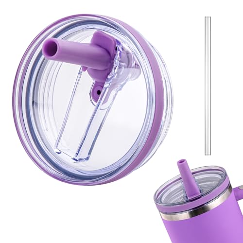 Image of Replacement Lid for Stanley 40oz and 64oz Tumbler.Leakproof Flip Straw Lid Fit Stanley Cup Quencher H2.0 40 oz /64 oz and ProTour 40oz /64oz Tumbler.(Lilac,1-Pack)