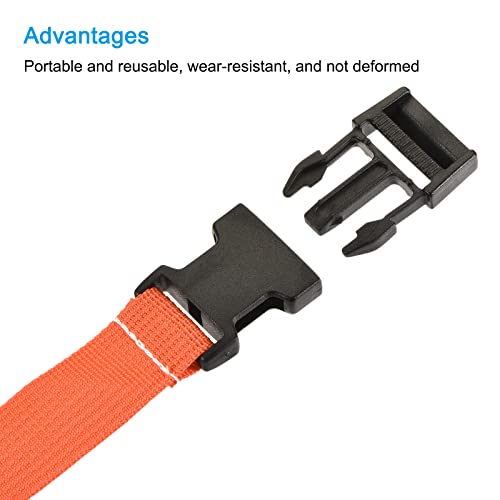 Image of MECCANIXITY Utility Strap with Buckle 1x98 Inch Polyester Quick Release Adjustable Belt for Travel Outdoor Bag Luggage Packing (Orange, Pack of 2)