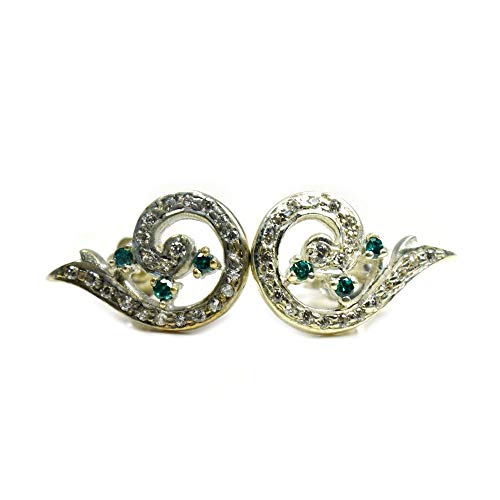 Boucles d'oreilles rondes en oxyde de zirconium argent 925 fermoir papillon fait main