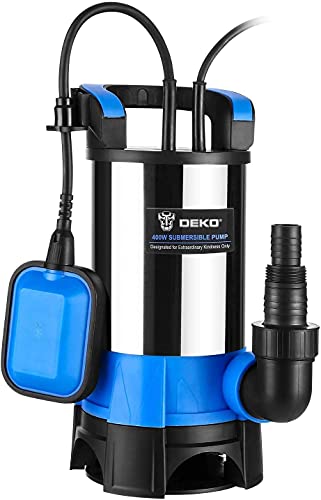 DEKO 1HP 750W 3302GPH Submersible Sump Pump for Clean and Dirty Water