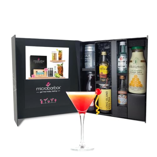 MicroBarBox Beach Bar Cocktails Gift Set in a Premium Luxury Gift Box | Features Bacardi Rum, Tequila | Gift for Him, Birthday Gifts for Men | Presented in a beautiful gift box