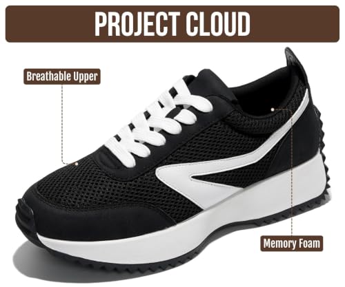 Image of Project Cloud Womens Sneakers - Memory Foam Insole and Lightweight Spring Shoes - Non-Slip Lace Up Trendy Shoes - Fashion Sneakers for Women 2026