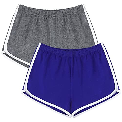 Image of URATOT 2 Pack Yoga Short Pants Summer Running Athletic Shorts Women Dance Gym Workout Elastic Waist Shorts