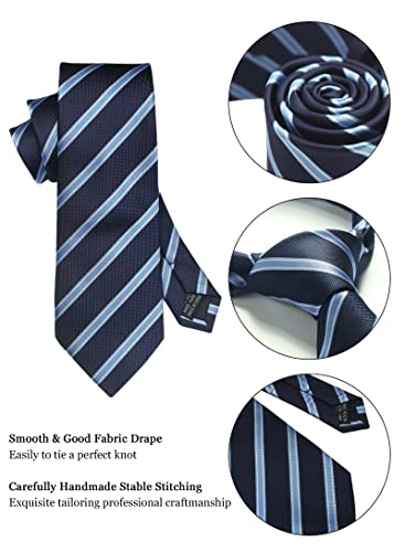 Image of Striped Plaid Polka Dot Mens Tie Formal Necktie Pocket Squares Ties Clips Cufflinks Classic for Men Set