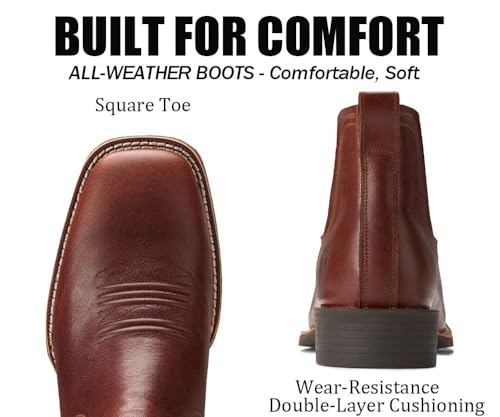Image of SUREWAY Men's Western Chelsea Boots, Genuine Leather Slip-On Ankle Boots