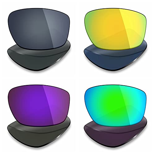 Mryok 4 Pair Polarized Replacement Lenses for Oakley Valve New 2014 Sunglass - Black IR/24K Gold/Plasma Purple/Emerald Green